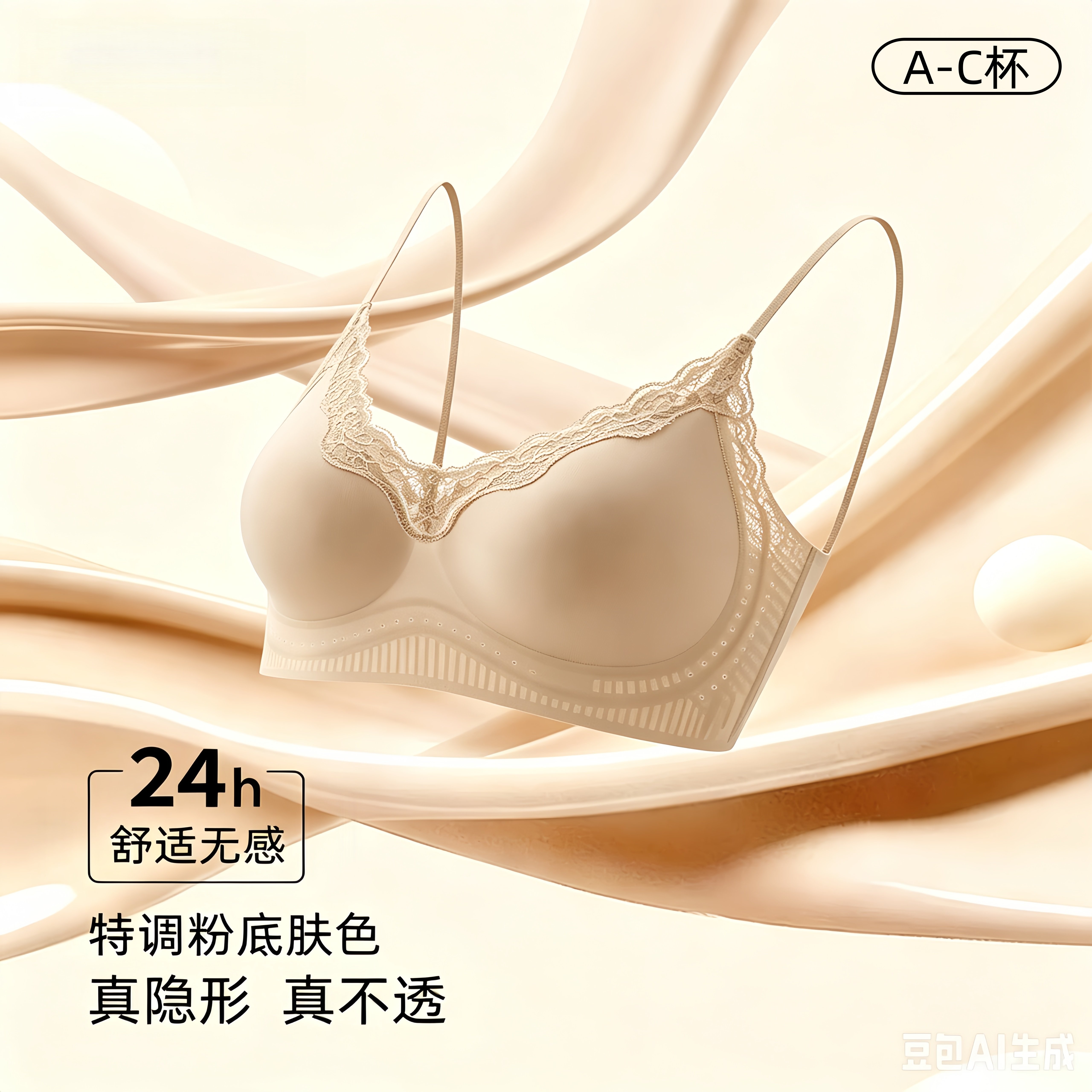 细肩带蕾丝背心内衣女夏薄款小胸聚拢无痕吊带美背一体粉底液文胸
