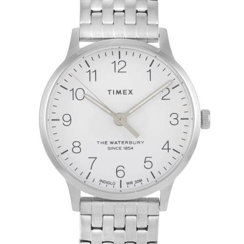 代购Timex天美时男士腕表夜光日期计时测速钢带金属防水白色