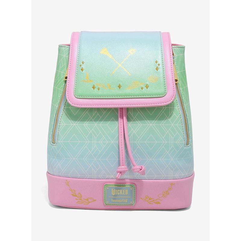 代购Loungefly男女迷你双肩包抽绳闭合设计双拉链侧袋轻便携带