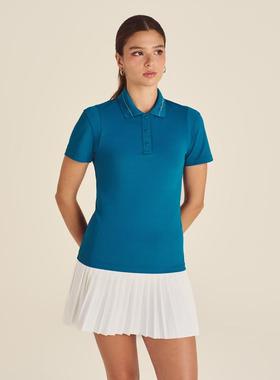 代购MALBON GOLF女士Polo衫透气贴合剪裁日常穿着运动穿着短袖