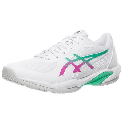 海外代购Asics/亚瑟士男士网球鞋缓震耐磨网面白粉配色硬地