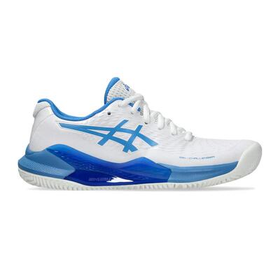 海外代购Asics/亚瑟士女士网球鞋缓震防滑耐磨白蓝配色网眼材质