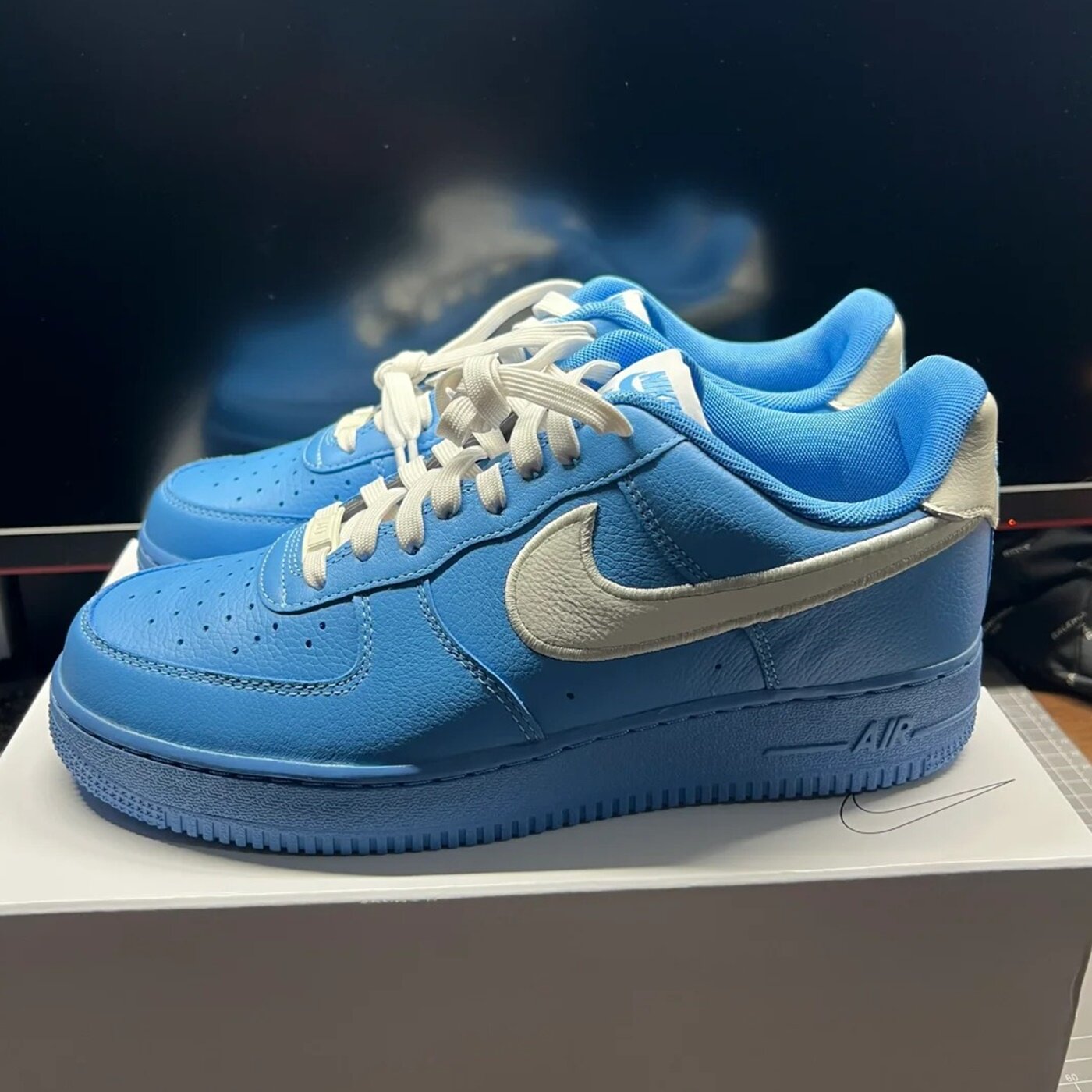 Nike耐克空军一号AF1蓝色diy可刻字男女情侣鞋低帮运动休闲板鞋