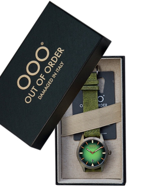 代购Out Of Order意大利原装进口绿色表盘男士石英手表OOO.001-1