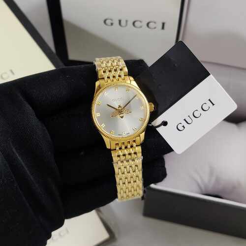 Gucci古驰简约金色女表