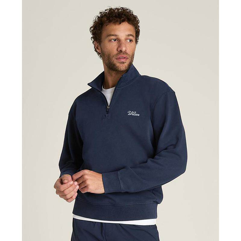 代购Wilson威尔胜男士运动夹克保暖舒适贴身易穿脱透气深蓝色