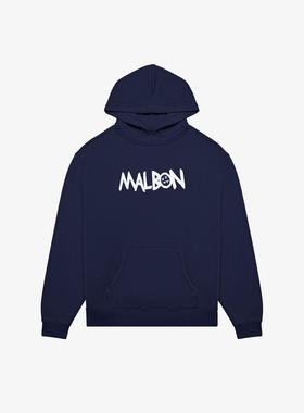 代购MALBON GOLF男士连帽衫保暖舒适日常穿搭潮流设计深蓝色棉质