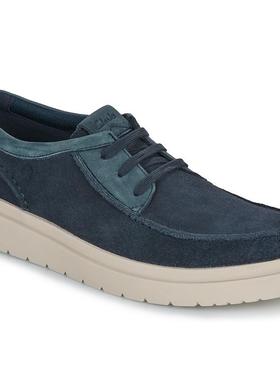 代购clarks男士休闲鞋透气舒适轻便耐用深蓝色圆头系带低帮