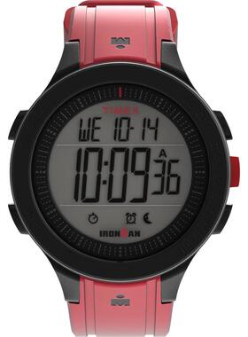 代购Timex天美时女士腕表计时夜光闹钟秒表红色硅胶防水数字