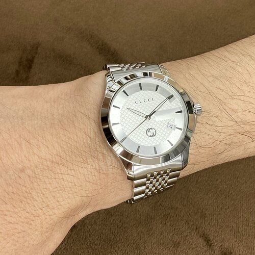 Gucci古驰银色双G表盘手表
