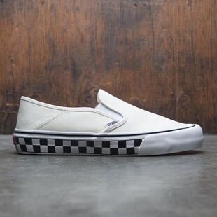 代购VANS男士滑板鞋轻便易穿脱防滑耐磨白色黑白格纹低帮无鞋带