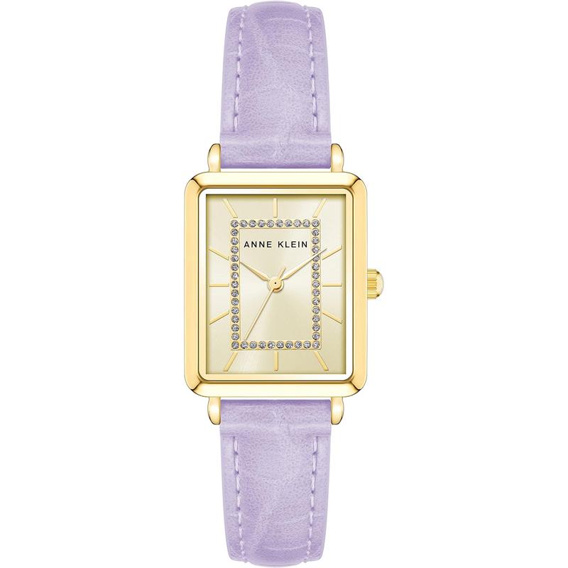 ANNE KLEIN/安妮克莱因女表金属表圈银盘棕带日系石英腕表