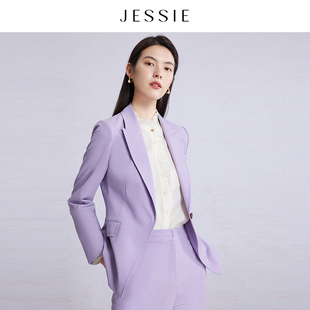 【商场同款】JESSIE职场翻驳领一粒扣修身长袖西装外套女春新款款
