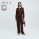 两件套冬新款 JESSIE琥珀流光羊毛翻领廓形休闲套装 女上衣阔腿长裤