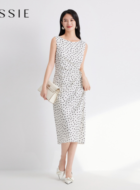 JESSIE法式爱心印花无袖连衣裙女围裹式收腰显瘦背心裙26年夏新款