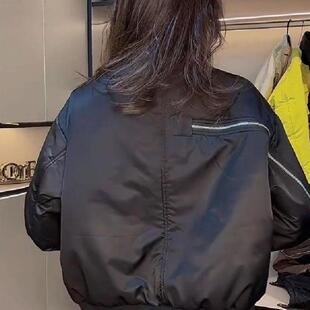 爆款夹棉棒球服短款外套女2025春秋新款小个子二棉女装飞行员夹克