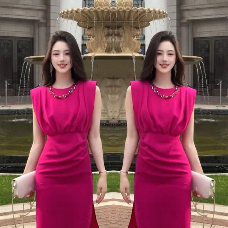 高级感气质女神范连衣裙2025年夏季新款时尚百搭中长款无袖裙子潮