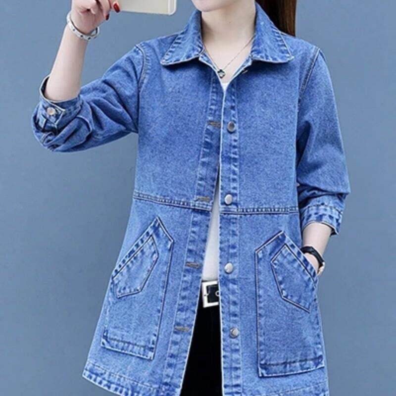 牛仔外套女2025新款春秋款薄款中长款牛仔衣服时尚百搭女装风衣