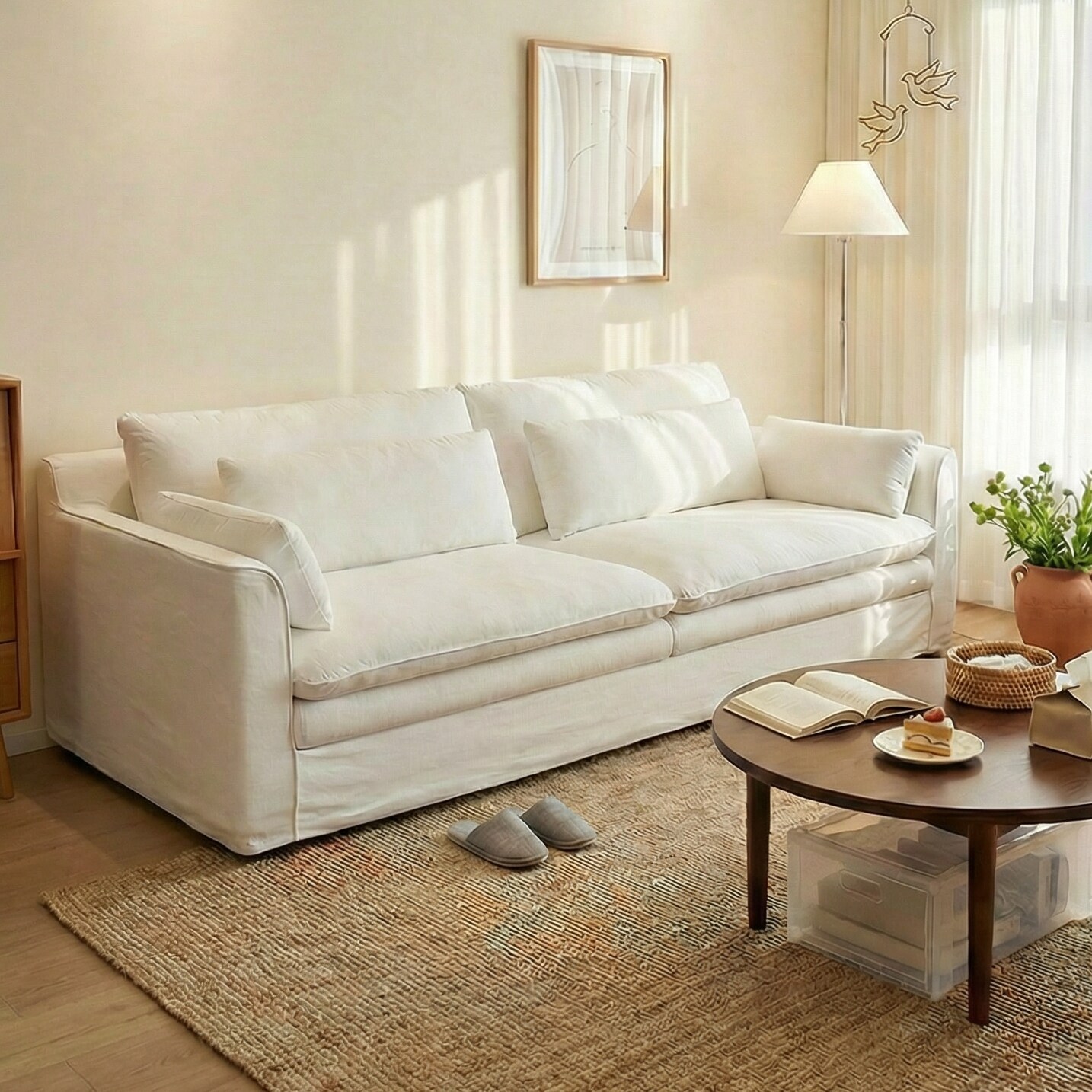 政府补贴思纳博怀抱沙发可拆洗棉麻皮艺沙发小户型直排白色沙发