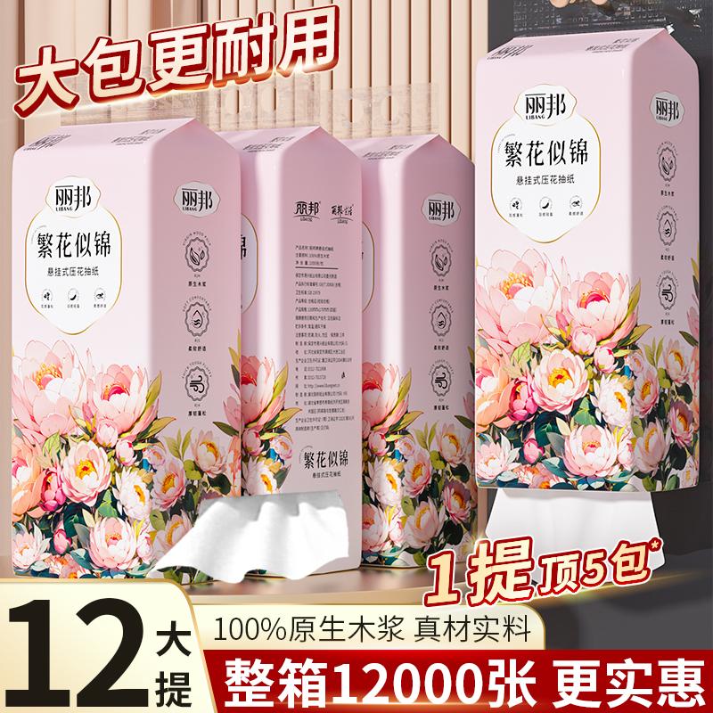 丽邦繁花提挂式抽纸家用抽纸