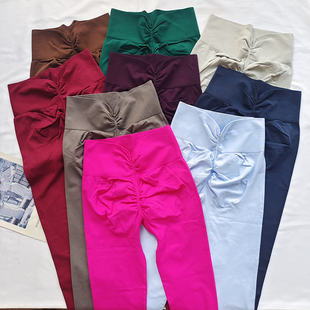 V腰性感收腹美臀速干跑步运动裤 无缝蜜桃臀瑜伽裤 女 新款 健身裤