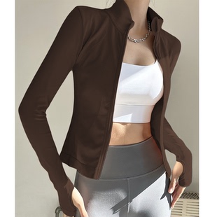 运动外套跑步训练高级感瑜伽服女立领长袖 健身上衣秋冬防风跑步服