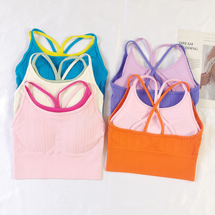 一体式 运动内衣撞色女高强度防震假两件瑜伽背心速干跑步健身文胸