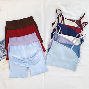 运动内衣拼色套装 健身服外穿瑜伽普拉提训练两件套夏 女显瘦一体式