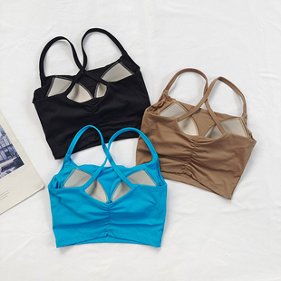 交叉细带美背瑜伽运动内衣女透气速干防震一体式 跑步健身吊带背心