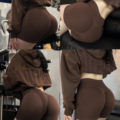 impact运动三分短裤女高腰DFY系列显臀紧身高弹透气瑜伽健身短裤