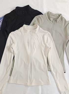 运动外套女春秋薄款立领拉链瑜伽服长袖防晒显瘦跑步速干健身上衣
