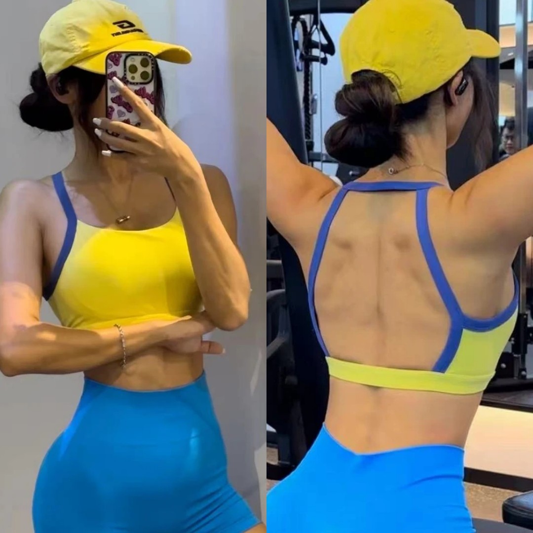 防震速干拼色文胸固定杯