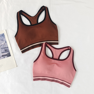 撞色无钢圈减震跑步健身瑜伽背心外贸运动内衣女防震高强度透气