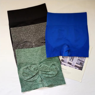 跑步紧身瑜伽短裤 女高腰收腹三分裤 运动健身裤 3D蜜桃提臀热裤