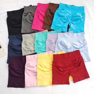 三分中腰显臀弹力针织健身运动短裤 性感巨显臀短裤 新款 辣妹时尚