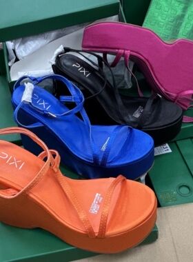 外贸时尚百搭坡跟高跟10cm女凉鞋