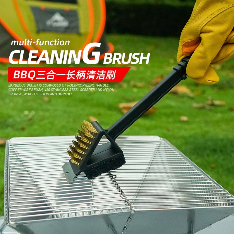 户外野营烧烤工具清洁刷野餐野炊BBQ烤炉三合一直角铜丝刷三角刷,户外/登山/野营/旅行用品,刷子,淘宝优惠券,粉丝福利购,淘宝优惠卷