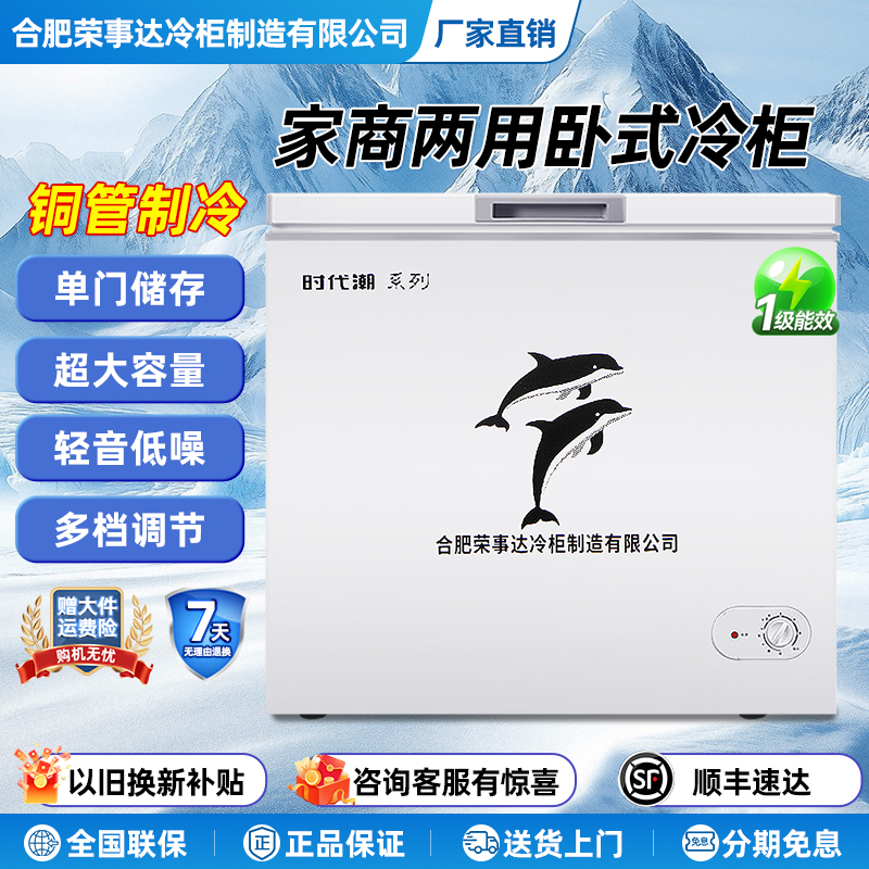 时代潮单门冰柜小型家用商用大容量囤货冷冻柜减霜静音一级能效