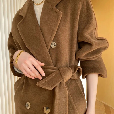 2025新款双面羊绒大衣中长款