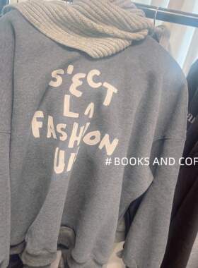 【FLOWER】2025秋冬新款时尚字母披肩灰色休闲宽松加绒加厚卫衣