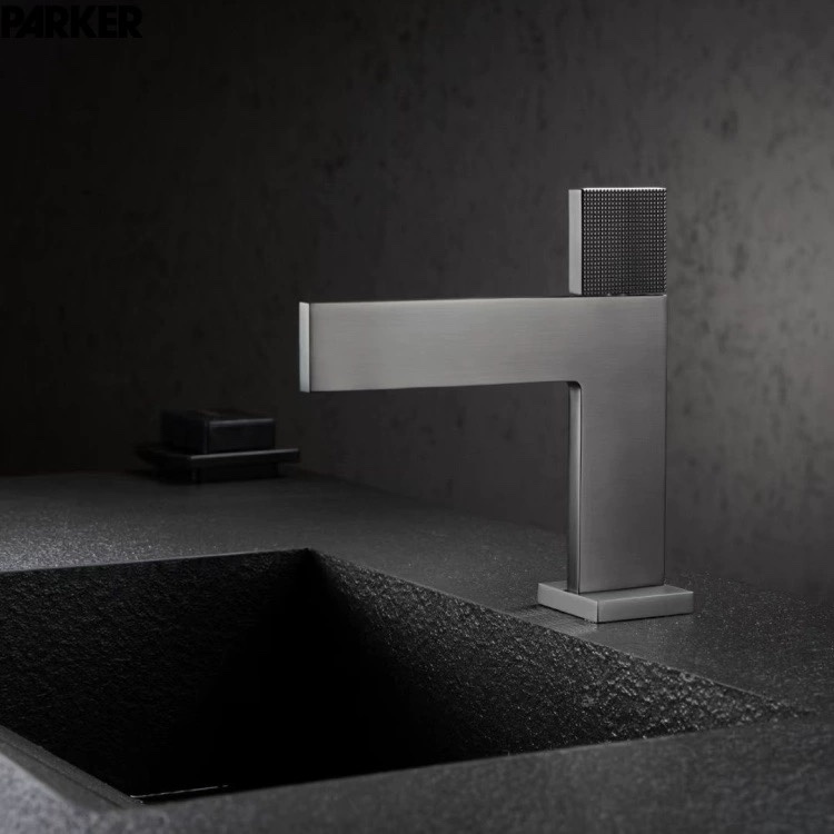 t单把出口铜枪灰色57面盆龙头冷热水个性创意脸盆黑色单孔