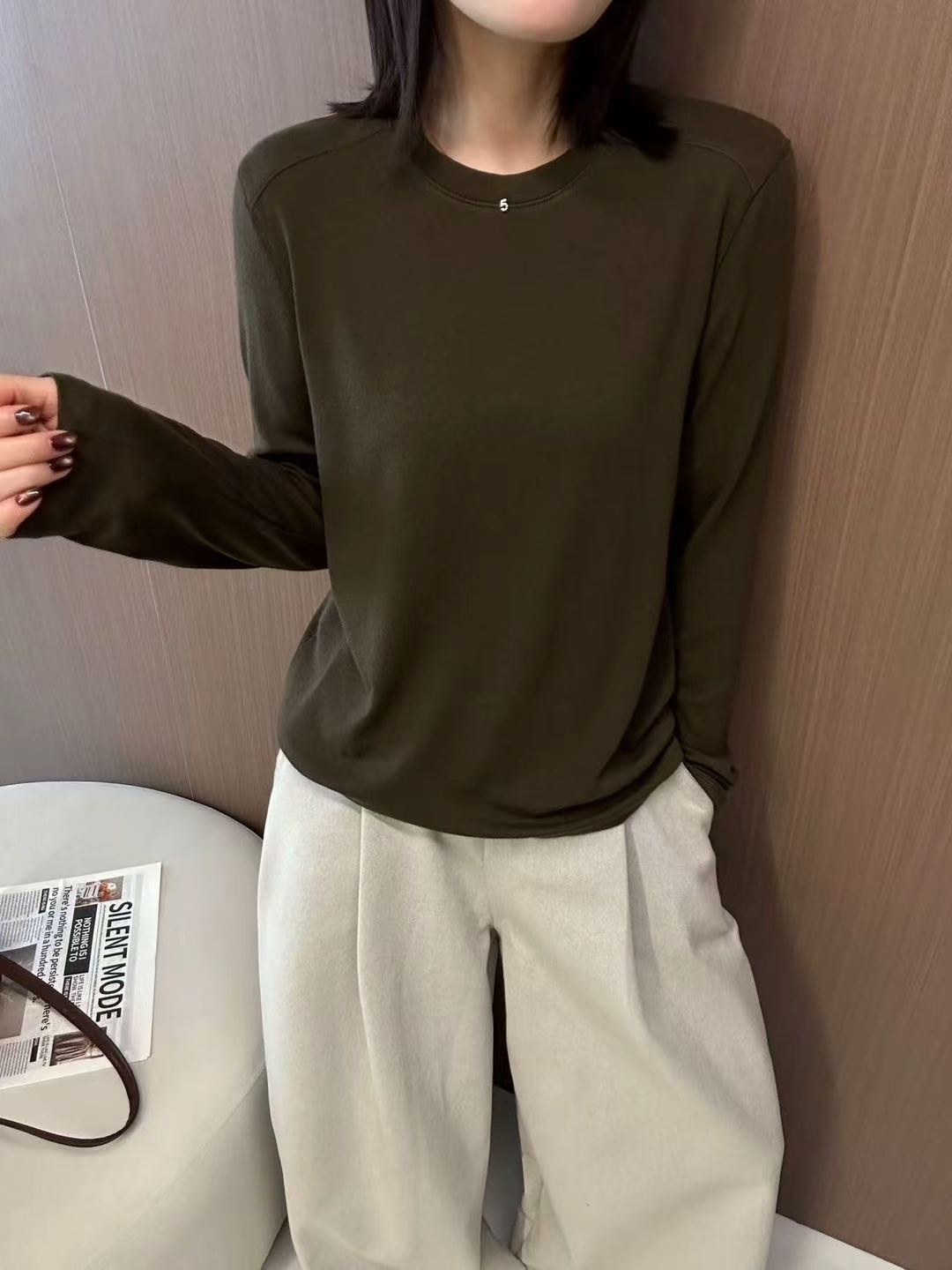 KXY6163正品2026秋款5字亮钻极简风长袖T宽松百搭显瘦打底衫上衣