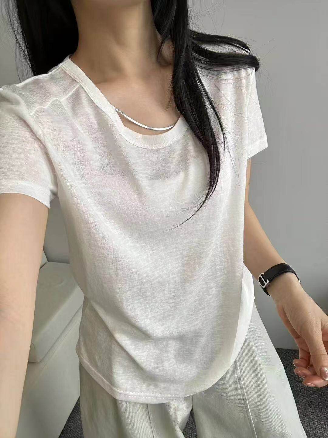 696新款韩版圆领简约短袖T恤女后背印花字母夏季百搭打底衫上衣潮