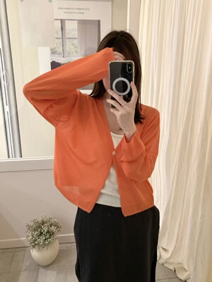 60111亚麻2026春款韩系V领纯色简约一粒扣百搭长袖针织开衫女上衣