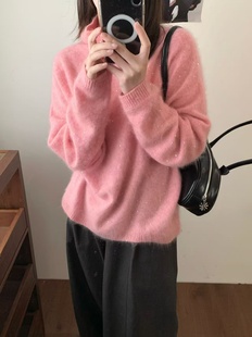 2025秋冬新款韩系全羊毛拉毛软糯针织衫女慵懒风星空亮闪闪毛衣