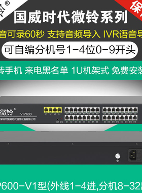 国威时代微铃VIP600-V1程控电话交换机2拖8出4进16机架4+24分机32