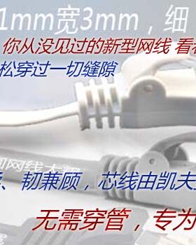 隐形超细网线扁平软电脑成品线1毫米厚穿缝用2~20米8芯双绞线有头