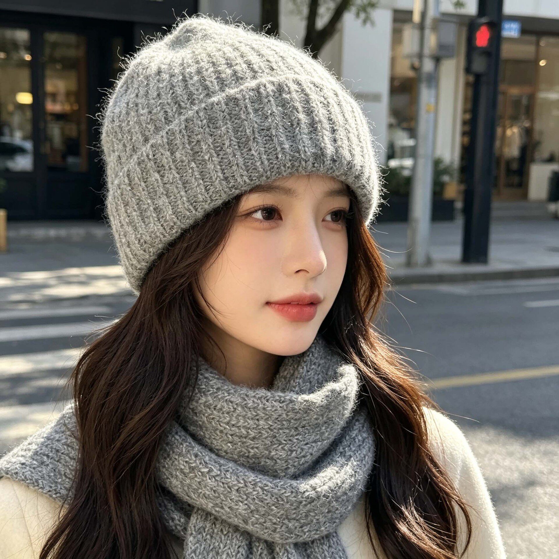 韩版户外女士护耳显脸小棉麻针织帽秋冬季保暖围脖时尚简约棒帽子