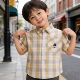 薄款 翻领单排扣休闲衬衣夏季 柔软亲肤中小童 衬衫 格子风男童短袖