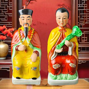 彩绘保家胡三太爷太奶佛像胡三太奶狐仙四大家族神像摆件陶瓷